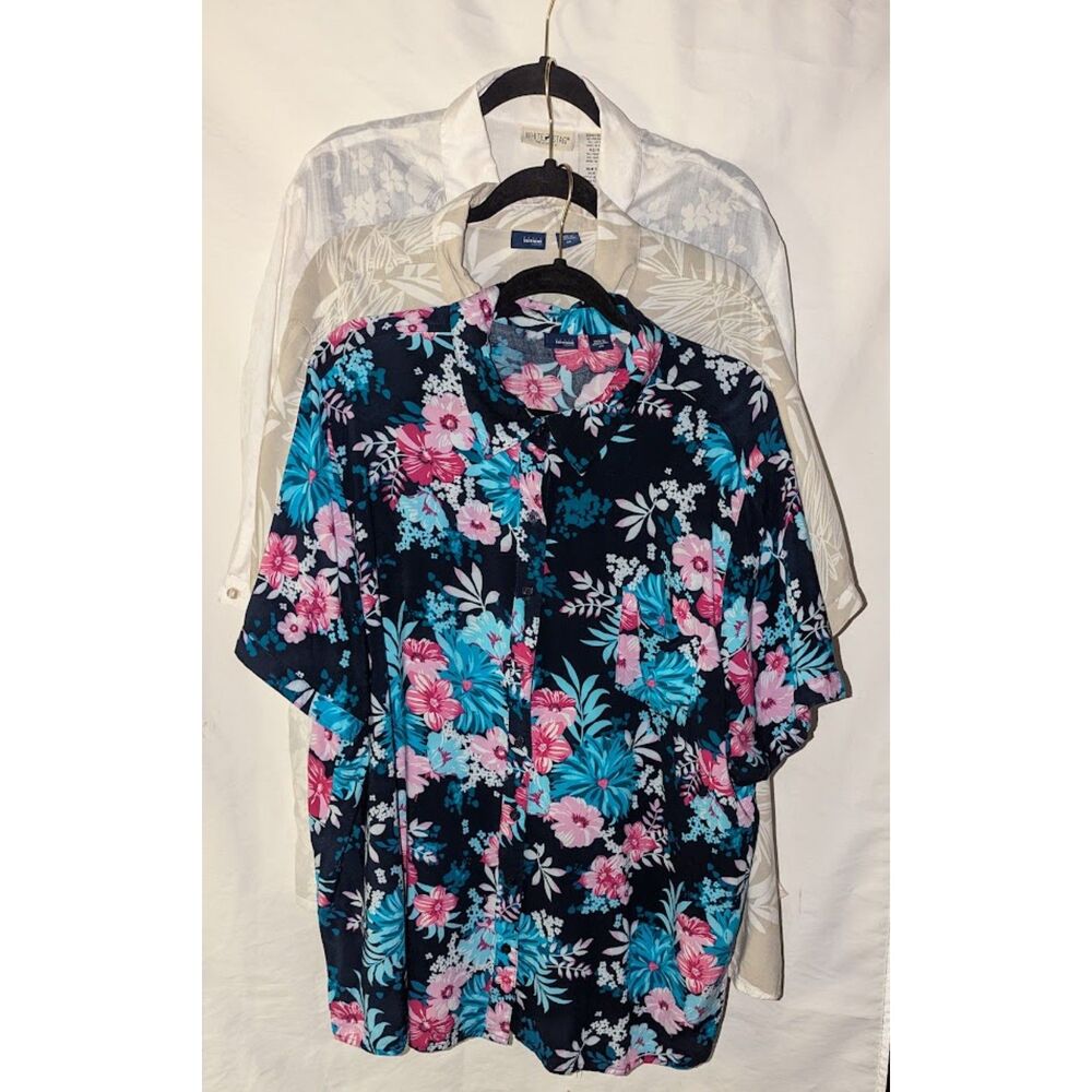 Lot of 4 Plus Size 22W/3X Women's Light Weight Casual Tropical & Floral Blouses